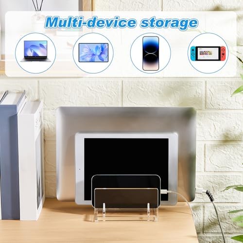 Chunful 3 Slot Adjustable Vertical Laptop Stand for Desk