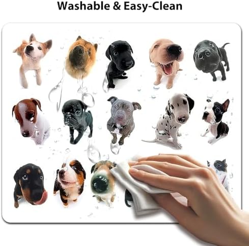 9.5x7.9 Inch Office/Gaming Mouse Pad, Lovely Puppies Collection Adorable Dog Breeds Pattern, Cute Anti-Slip Mat for Desk Decor