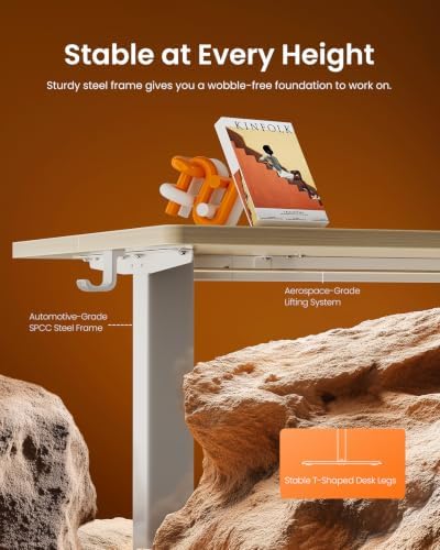 ErGear Height Adjustable Electric Standing Desk, 55 x 28 Inches Sit Stand up Desk, Memory Computer Home Office Desk, Natural