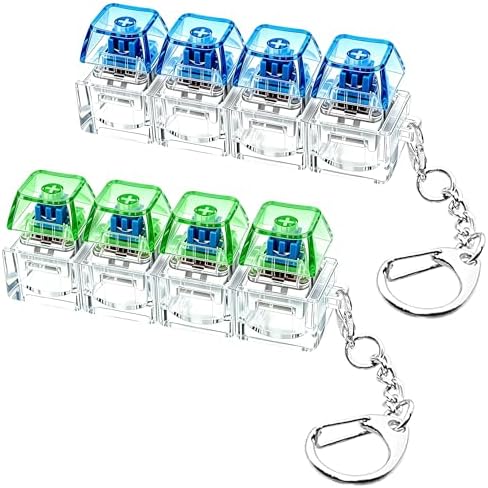 2 PCS Keyboard Fidget Toy, Keyboard Fidget Keychain 4-in-1 Keyboard Decompression Button Finger Clicker Toys, Button Stress Relief Fidget Gifts to Relief Stress (Blue Green)