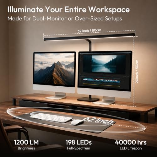 LED Desk Lamp for Home Office,Eye-Caring 18W Touch Desk Light,Black
