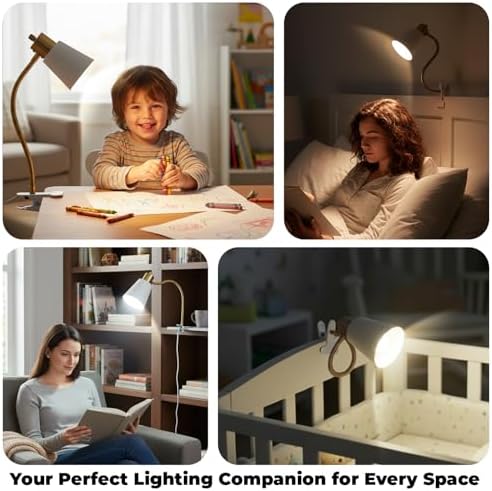 LALISU Desk lamp Eye-Caring Table Lamps 360°Rotation Gooseneck Clip on Lamp