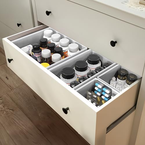 Simple Houseware Foldable Drawer Organizer Stocking Bin, Set of 12, Gray
