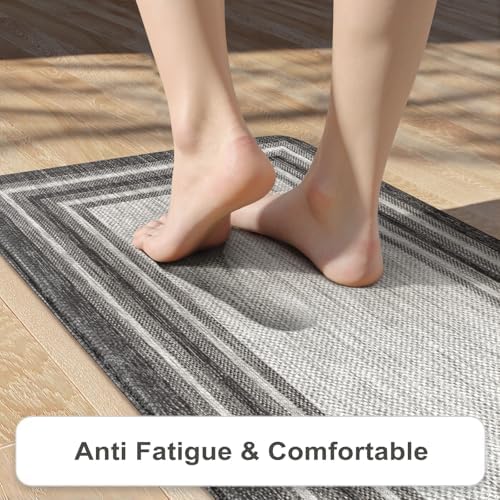 KIMODE Anti Fatigue Kitchen Mat, Cushioned Farmhouse Kitchen Runner Rug,