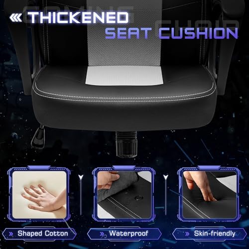 Office Gaming Chair Leather Computer Chairs High Back Ergonomic Adjustable Racing Game Desk Chair Executive Conference Chair (White)