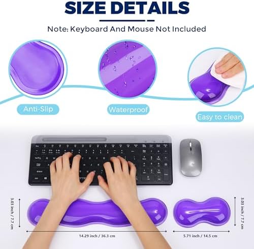 Gel Wrist Rest for Keyboard and Mouse, Wrist Rest for Keyboard, Mouse Wrist Support, Pain Relief, Cool Touch, Non-Skid, Mouse Wrist pad