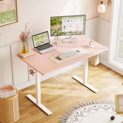 OffiGo 40" Pink Electric Standing Desk Height Adjustable for Home Office