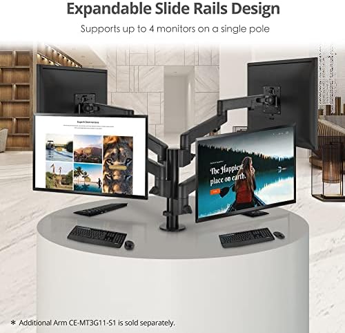 SIIG Dual Monitor Desk Mount, Replaceable Articulating Arm, 14" to 30", Fully Adjustable, Fits Flat/Curved Monitor, Load Bearing 17.6 lbs max Each, VESA 75x75 100x100, C-Clamp & Grommet(CE-MT3E11-S1)