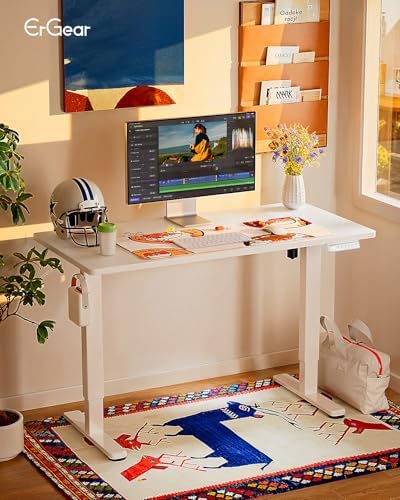 ErGear Height Adjustable Electric Standing Desk, 32 x 19 Inches Sit Stand up Desk with Memory Presets, Computer Home Office Desk, White
