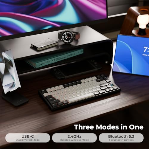 OOCTPK Mechanical Keyboard, Chilkey ND75 LP Wireless Gaming Keyboard with LCD Screen, Bluetooth 5.3/2.4G/USB-C, Hot Swappable Per-Key RGB Custom, Thin Front, Wrist Rest, Full-Aluminum, PC/Mac Support