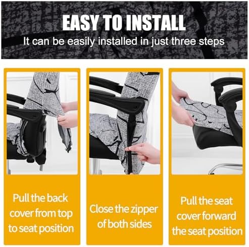 Smiry Office Computer Chair Cover with Armrest Covers, Grey and Black
