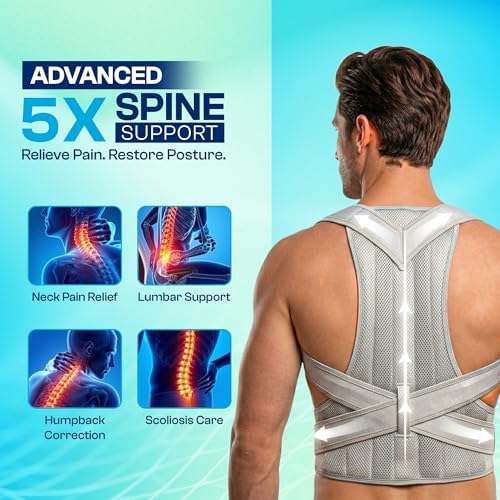Adjustable Posture Corrector Back Brace for Men & Women – Upper Back & Shoulder Support Breathable Design with Removable Under-Arm Sweat Pads, Discreet Fit.