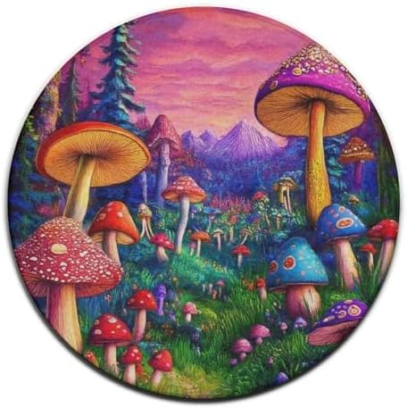 Highly Premium Quality Floor Mat, Office Chair Decor Mat, Room Sofa Yoga Soft Round Carpet Trippy Mushrooms Art, 60inch