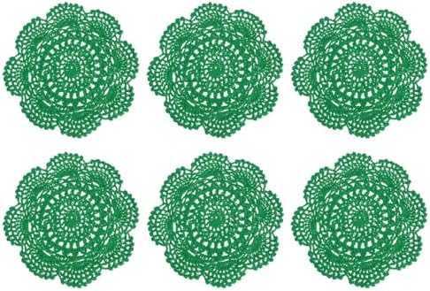 uxcell 6 Pcs Crochet Handmade Cotton Placemat Doilies for Table 7.9" Green