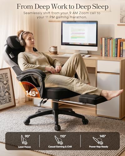 Dowinx Big and Tall Gaming Chair with Footrest, Black