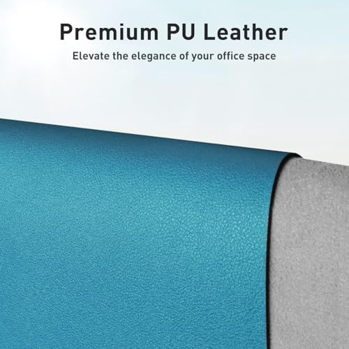 Aothia Faux Leather Desk Mat - Non-Slip PU Leather Desk Blotter, Waterproof Writing Surface, Large Desk Pad for Office & Home (Turquoise, 55" x 17")