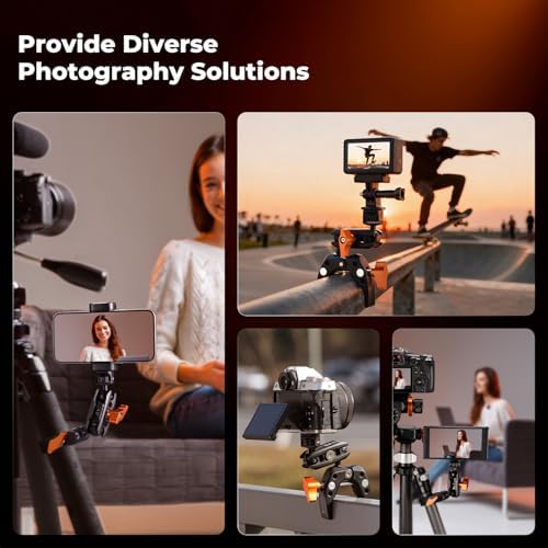 K&F CONCEPT 2 Pack Camera Mount Clamp, Super Crab Clamp with 1/4" Thread Holes for Round Pipe Flat Surface, Monitors, LED Lights, and Other Photographic Accessories