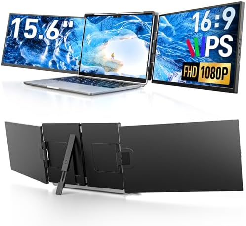 Dopesplay 15.6" Screen Extender for Laptop, FHD 1080P IPS Portable Monitor for Laptops, Triple Dual Laptop Extended Monitor Compatible with Windows, Mac, Android, Chrome 13-17 Inch Laptops