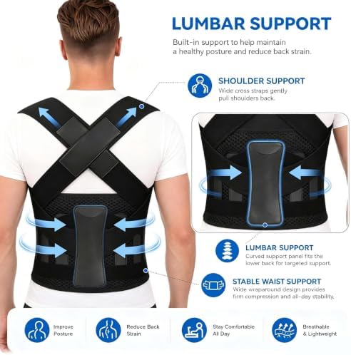 Posture Corrector for Women and Men Shoulder Back Brace (Black, Small)
