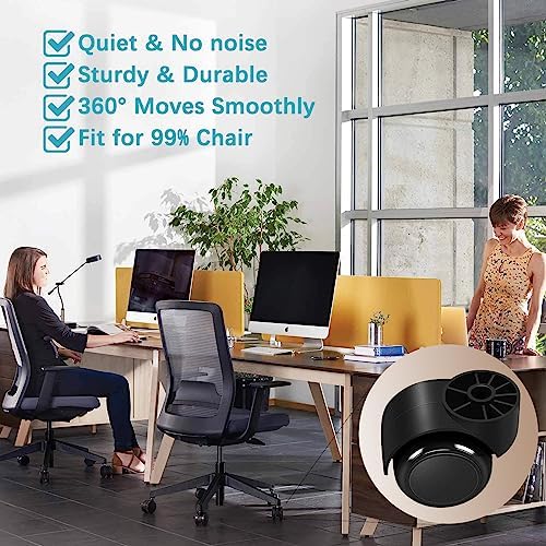 2 Inch Black Silent Office Chair Wheels Replacement - Stemless Casters for Furniture, 5PCS/Pack