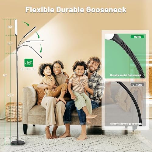 Yikuneng Dimmable LED Floor Lamp, Super Bright Reading Lamps Floor Standing lamp with Remote & Touch Control, Stepless Dimming & 2700K-6500K Color Temperature, for Living Room Bedroom Office, 2 Pack