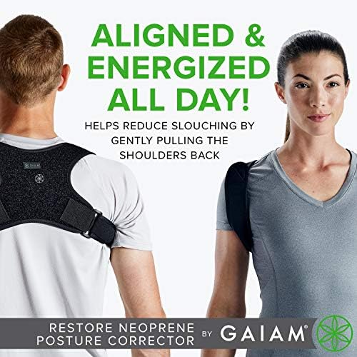 Gaiam Restore Posture Corrector for Women & Men - Back Straightener Adjustable Straps Compact Brace Support for Clavicle, Neck, Shoulder, Invisible Pain Relief