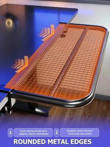 Desk Extender Tray, 23.6" x 9.8" Clamp On Desk Shelf Metal Desk Extension