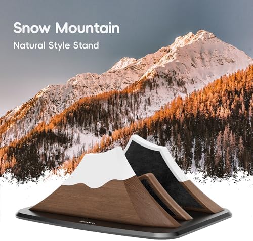 AFOOYO Vertical Dual Laptop Stand - Snow Peak-Shaped Walnut Adjustable Laptop Holder,2 Slots Desktop Dock Compatible with All MacBook, Surface,Chromebook,Dell & More(Walnut)