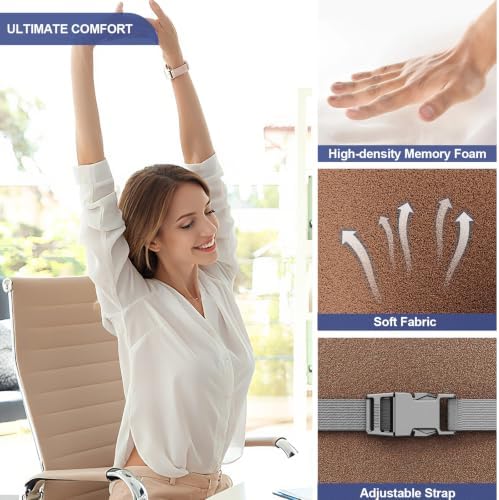 BYMECOST Lumbar Support Pillow for Car, Memory Foam Car Back Cushion