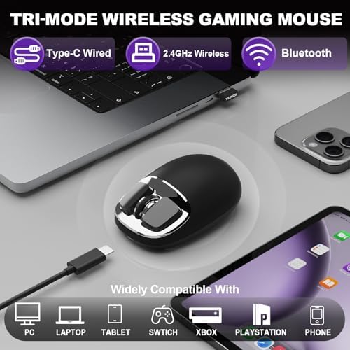 YUNZII C1 Wireless Tri-Mode Wireless Mouse 4800 DPI Optical (Black Sliver)