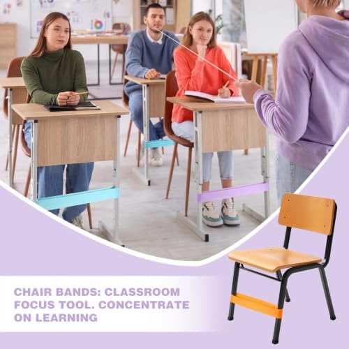 Sratte 48 Pcs Chair Bands for Kids with Fidgety Feet, ADHD Tools,Macaron