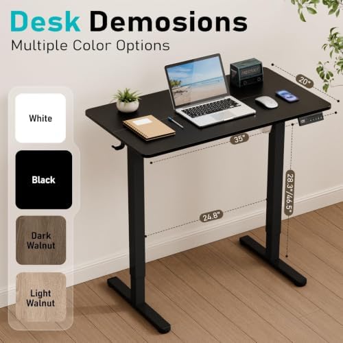 35" Electric Standing Desk, Small Sit Stand up Desk, Black