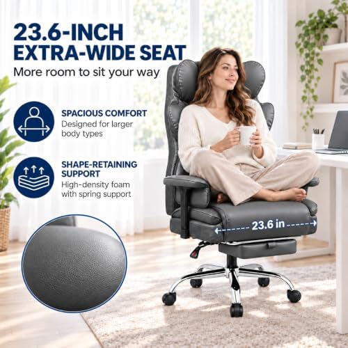 Big & Tall Office Chair 400 LBS with Lumbar Support & Footrest