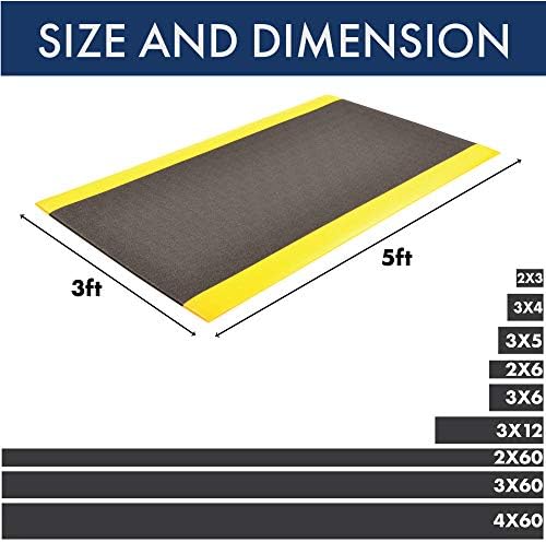 Notrax 415 Pebble Step Sof-Tred™ W/Dyna-Shield® Anti-Fatigue Safety Mat, for Home or Business 3' X 5' Black/Yellow