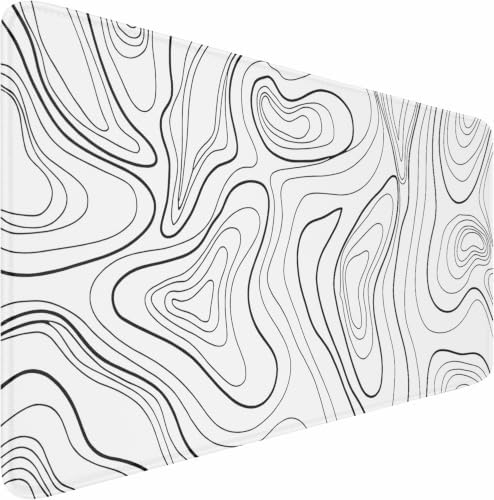 Large Mouse Pad 31.5 x 11.8 in,Mousepad with Stitched Edges,WhiteBlackLines