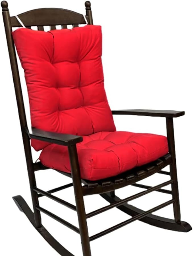 Rocking Chair Cushion Pad, 2 Pieces Indoor/Outdoor Rocking Soft Thickened Patio Chaise Lounger Cushion Overstuffed Patio Chair Cushion (Red)