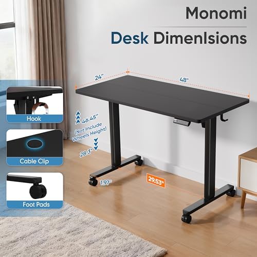 Monomi 48" x24“ Electric Height Adjustable Standing Desk,Black