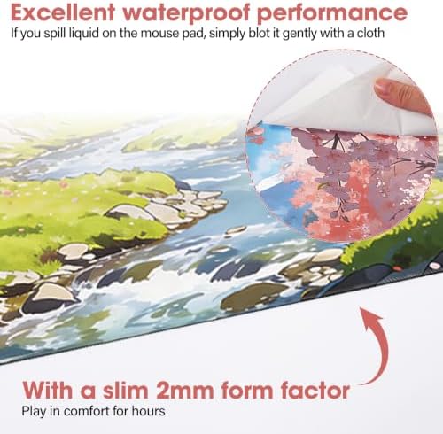 Cherry Blossom Anime Large Gaming Mouse Pad Waterproof Desk Mat