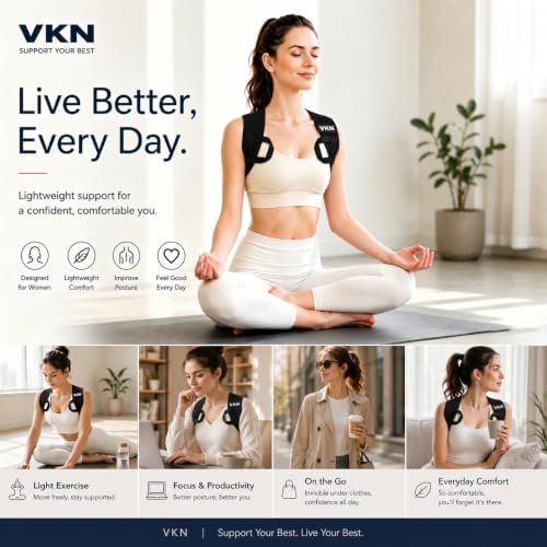 VKN Posture Corrector for Men and Women One-Piece Back Brace Exercise(M)