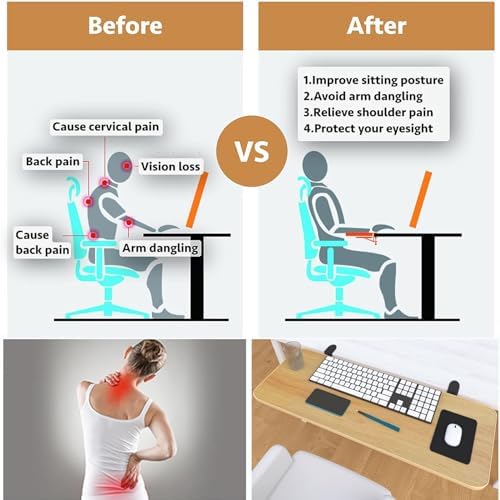 Comfort Desk Extender Armrest Shelf Modified Keyboard Tray Length 52 60 68 75cm - Ergonomics 90° Foldable Space Saving - Support Elbow Arm - Keyboard and Mouses Platforms