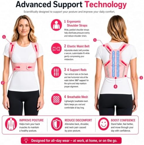 Back Brace Posture Corrector for Women - Upper Back Under Clothes Invisible