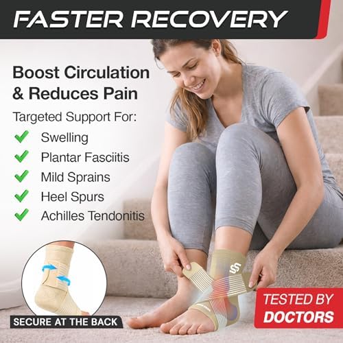 Sleeve Stars Ankle Brace Men & Women Support (Pair/M:10"-12"/Beige)