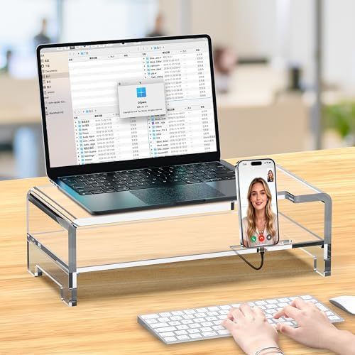 Acrylic Monitor Stand Riser Clear Laptop Stand 2-Tier L16 xW7.5 xH4.7