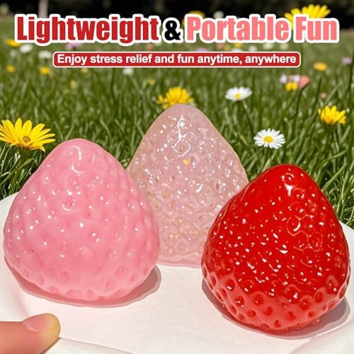 3Pcs Big Taba Squishies Strawberry, Cute Strawberry Squeeze Toys
