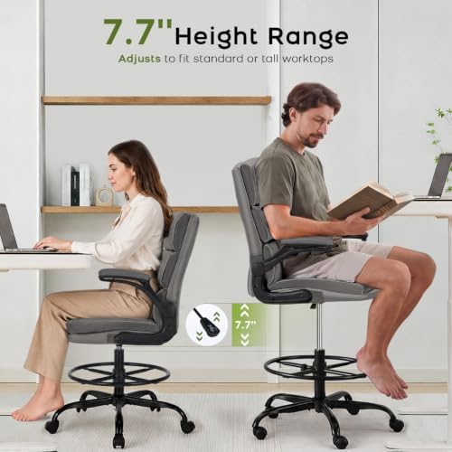 amseatec Drafting Chair, Tall Office Chair with Footrest for Standing Desk