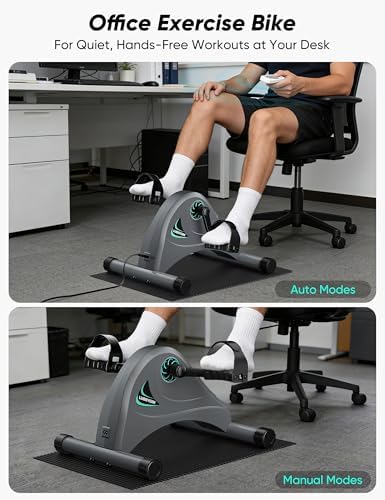 Under Desk Bike Pedal Exerciser for Seniors, LUBBYGIM Mini Exercise Bike for Physical Therapy, Electric Motorized Foot Pedal Machine for Arm and Leg Fitness, 6 Speed Levels