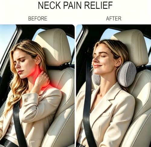 Carwales Memory Foam Car Headrest Pillow Recliner Neck Support Pillow Gray