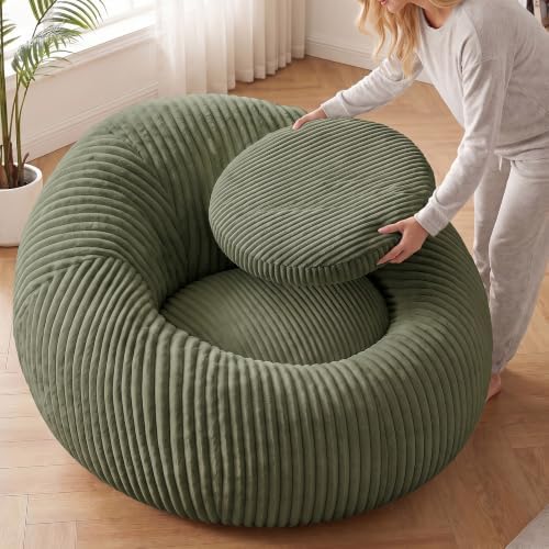 Homkdom Bean Bag Chairs for Adults, Giant Bean Bag Sofa with Back Support