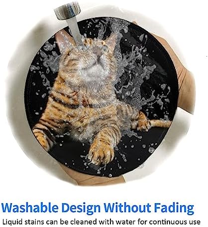 Cute cat on Black Space cat Mouse pad Cute,Gaming Mouse pad Small Non-Slip Round Mouse Pads for Wireless Mouse,Laptop,Desk