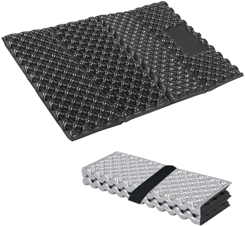Ultralight Foam Sit Pad, Foldable Waterproof Z Hiking Sitting Pad Insulated Stadium Seat Cushion with Strap for Camping Stadium Outdoor Picnic (Black)